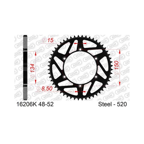Заден стоманен зъбак K-Sprocket 520 KX/KX-F/KDX/KLX - Image 2
