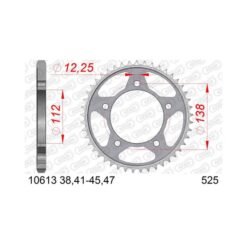 Заден Стоманен Зъбак 41 Зъба/ 525 Honda CB650FA 14-19, CBF600S/N 04-13, CBR650R 19-23, VT750DC 00-09